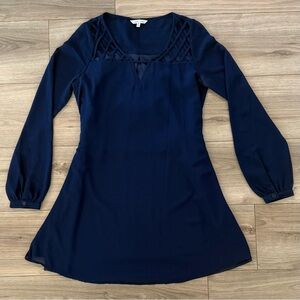Naked Zebra Blue A-Line Long Sleeve Navy Dress